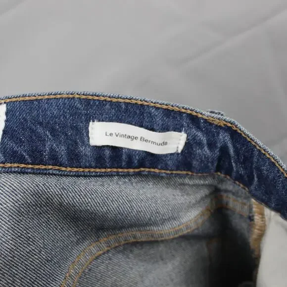 Frame Shorts Womens 24 Le Vintage Bermuda Heartbreaker Frayed Hem High Rise Blue - Picture 7 of 15